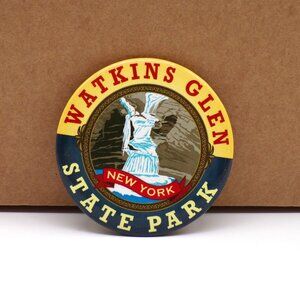 Watkins Glen State Park Souvenir Bottle Opener Fridge Magnet Round Waterfall